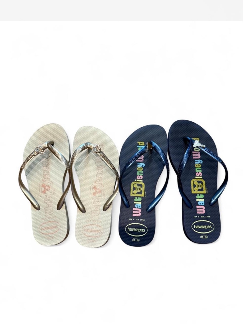 Havaianas Kids Flip Flops - Navy and Metallic Gold